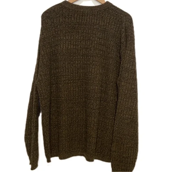 Vintage Bill Blass Menswear Knit Neutral Henley Crewneck Sweater XL Brown - Picture 2 of 4